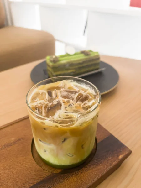 Matcha Green Tea Latte Espresso Stok Fotoğrafı — Stok fotoğraf