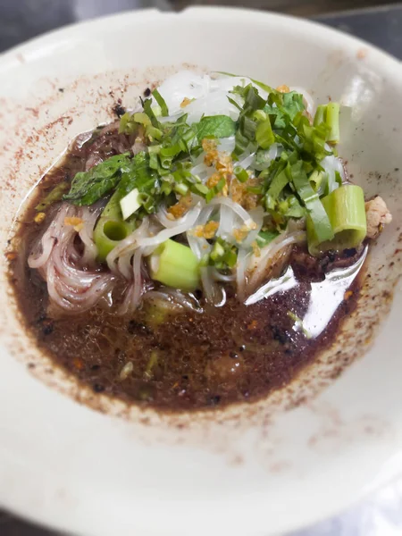 Tajski Makaron Ryżowy Zupie Wieprzowej Zdjęcie — Zdjęcie stockowe