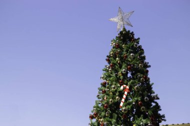 Noel atmosferi gündüz açık hava dekorasyonu, stok fotoğrafı.