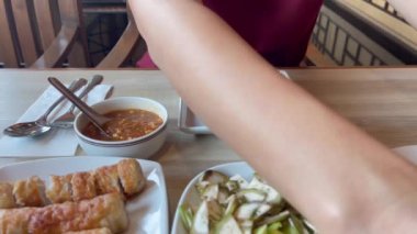 Taze Vietnam böreği, yemek, stok görüntüleri.