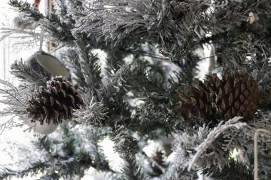 Noel için dekoratif nesneler ve bulanık arkaplan, stok fotoğraf