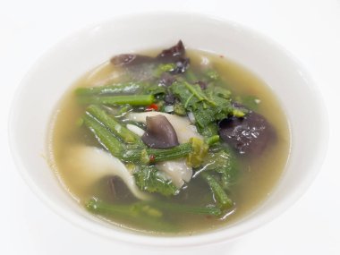 Ev yapımı mantarlı çorba kasesi, stok fotoğrafı.