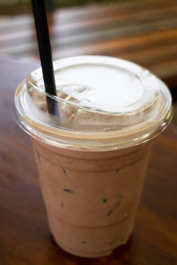 Buzlu çikolatalı mocha ferahlatıcı kahve, stok fotoğrafı.