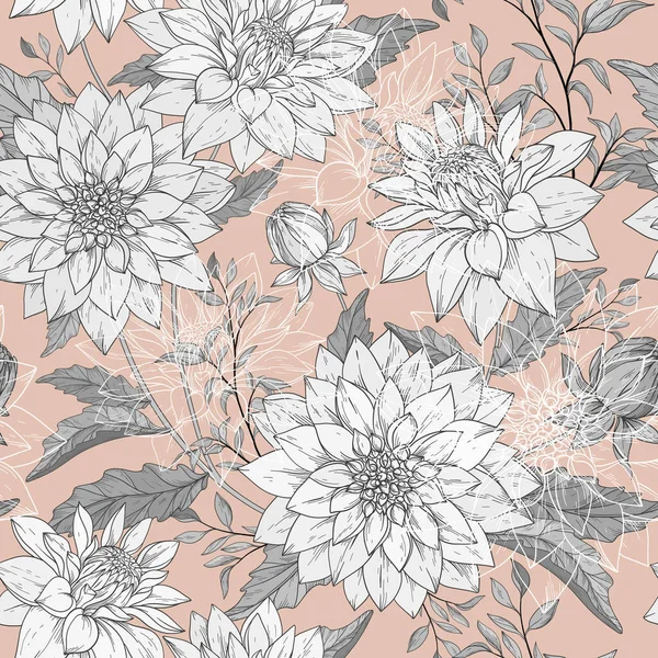 Patrón Sin Costura Con Flores Crisantemo Ilustración Vectorial — Vector de stock