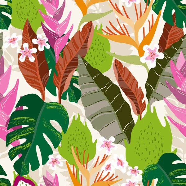Wektor Bezszwowy Wzór Ręcznie Rysunek Dzikie Kwiaty Abstrakcyjne Kolorowe Ilustracji — Wektor stockowy