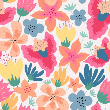 soyut çiçek, vektör çizim ile Dikişsiz desen