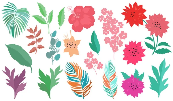 花的收藏 一套五彩缤纷的抽象花朵 矢量图解 — 图库矢量图片
