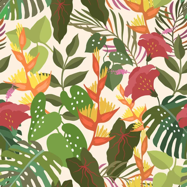 レトロな色の花とシームレスなパターン ベクトルイラスト — ストックベクタ