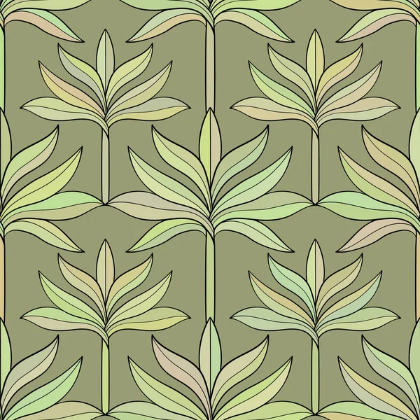シームレスな葉パターン フローラルグラフィックの背景 手描きの葉の質 ストックベクター