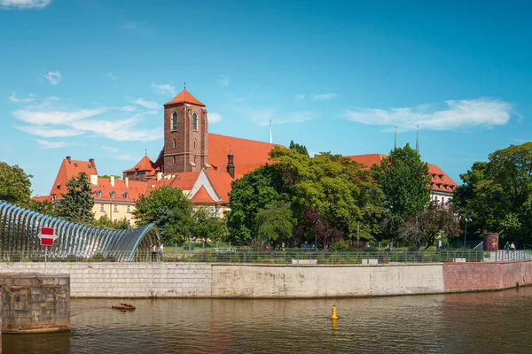 Mariakyrkan Sanden Wroclaw Katolsk Kyrka Wroclaw Schlesien Belägen Liten Floden — Stockfoto