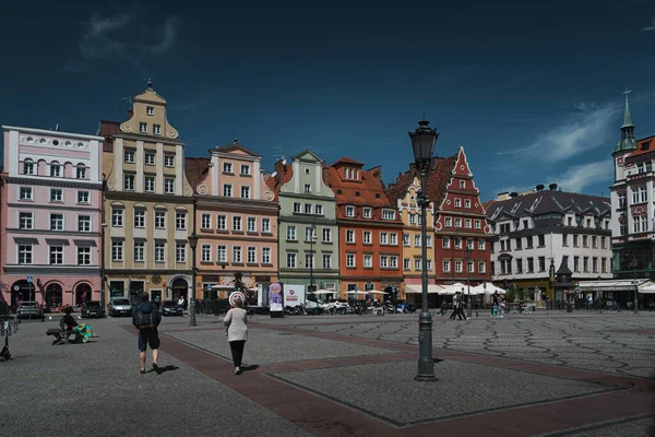 Marktplatz Breslau Alte Häuser Auf Dem Zentralen Platz Der Stadt — Stockfoto