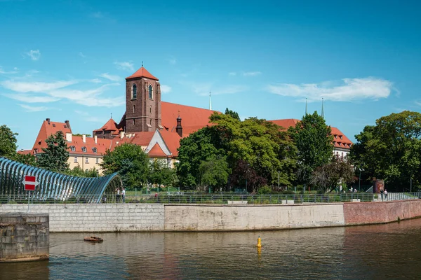 Mariakyrkan Sanden Wroclaw Katolsk Kyrka Wroclaw Schlesien Belägen Liten Floden — Stockfoto