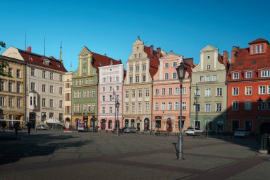 Plac Solny in Wroclaw. Second Market in the Old City. Facades of old houses clipart