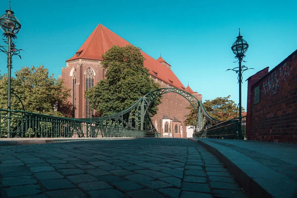 Tumski Brug Wroclaw Rooms Katholieke Parochiekerk Nmp Zand Achtergrond — Stockfoto