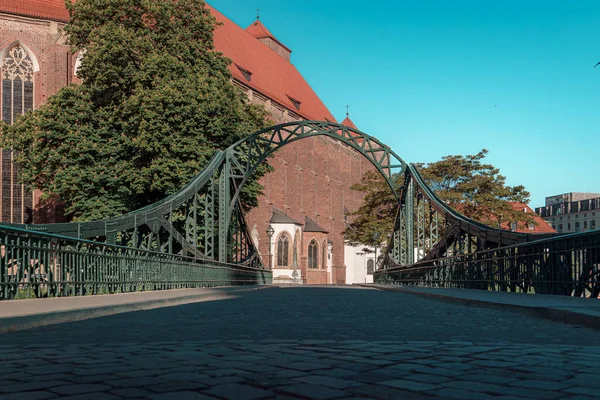 Jembatan Tumski Wroclaw Gereja Paroki Katolik Roma Nmp Pasir Latar — Stok Foto
