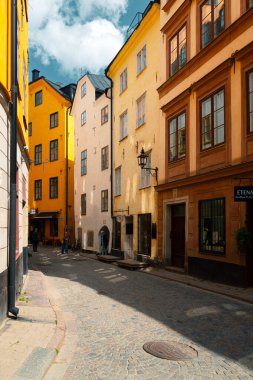 Stockholm, İsveç 'te Eski Kentte Sokak (Gamla Stan)