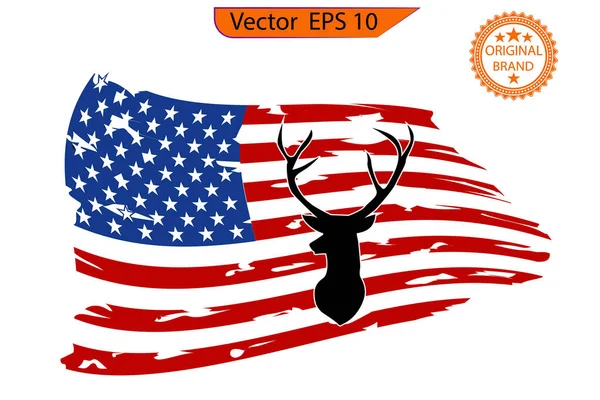 Bandiera Americana Caccia Cervo Difficoltà Eps Sfondo Trasparente — Vettoriale Stock