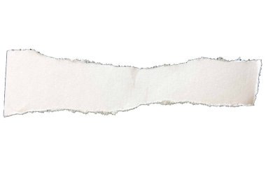 Yırtık Kağıt Sancak. Beyaz arka planda geri dönüşümlü kağıt çubuğu. Parçalanmış bir kağıt parçası.. 