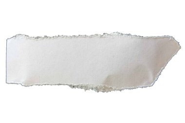 Parçalanmış bir kağıt parçası. Beyaz arka planda geri dönüştürülmüş kağıt çubuğu. 