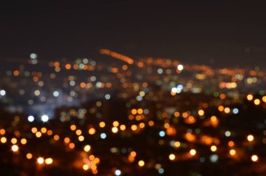 Şehrin bulanık ışıkları soyut dairesel arkaplan, Tiflis şehrinin bulanık ışıkları