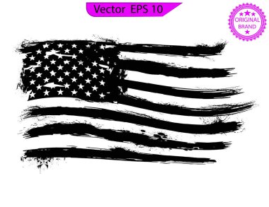 ABD Bayrağı. Sorunlu Amerikan bayrağı, çatlak unsurlar, vatansever, askeri bayrak, sıkıntılı Amerikan bayrakları seti, eps10, şeffaf arka plan, yüksek çözünürlük, sadece ticari kullanım