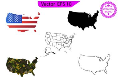 ABD Bayrak Vektörü Kuzey ve Güney Amerika İllüstrasyonu, Vatansever Coğrafya Tasarımı Arkaplan Haritası