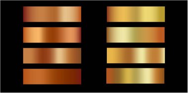 Altın folyo dokusu seti. Gerçekçi altın gradyan örgüsü. Yüksek çözünürlük