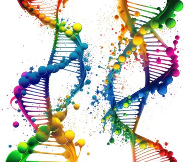 Beyaz arkaplanda izole edilmiş renk DNA ipliği çizimi