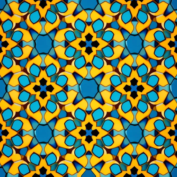 Безшовний Візерунок Мозаїка Геометрична Арабеска Повторення Техніці Акварелі Гуаші — стокове фото