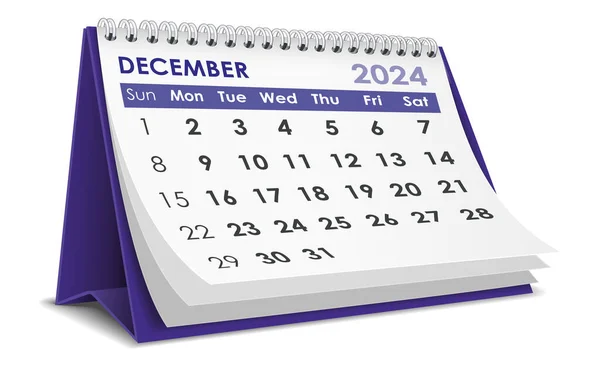 Illustrationsvektor Von Dezember 2024 Kalender Isoliert Auf Weißem Hintergrund Hergestellt — Stockvektor