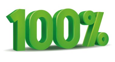 % 100 yeşil renkli illüstrasyon Vektörü beyaz arkaplanda izole edildi