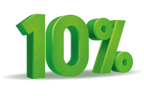 Вектор Процентов Зеленым Цветом Выделен Белом Фоне — стоковый вектор