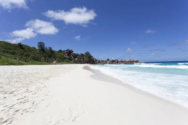 Uitzicht Het Strand Het Tropische Paradijs Van Seychellen — Stockfoto