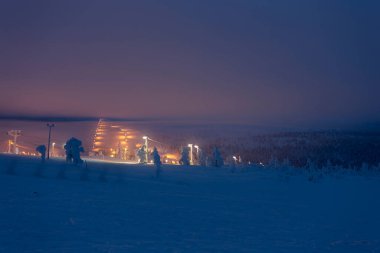 Saariselka, Finlandiya - 29 Aralık 2017: Laponya manzarası