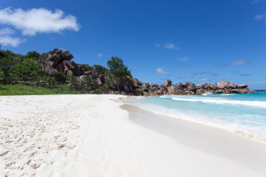 View of beautiful sea and beach of Seychelles