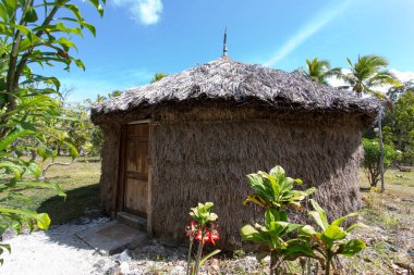 Ouvea, New Caledonia - 22 Ekim 2019: Ouvea 'daki tipik eski özel ev manzarası