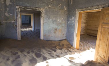 Pomona, Namibya - 16 Ağustos 2018: Elmas şehri kalıntıları manzarası