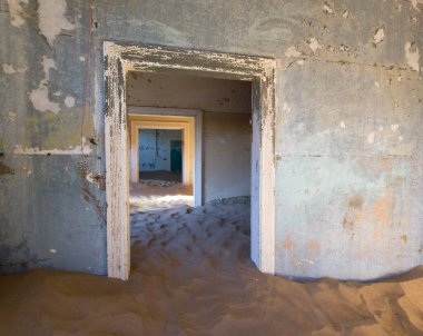 Pomona, Namibya - 16 Ağustos 2018: Elmas şehri kalıntıları manzarası