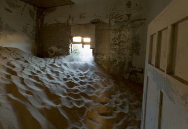 Pomona, Namibya - 16 Ağustos 2018: Elmas şehri kalıntıları manzarası