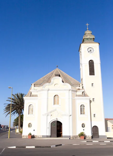 Swakopmund Namibia Agosto 2018 Veduta Della Chiesa Nella Città Swakopmund — Foto Stock