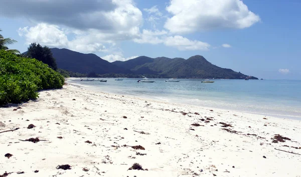 Дигю Сейшельские Острова Апреля 2019 Года Вид Море Лодками Дигу — стоковое фото