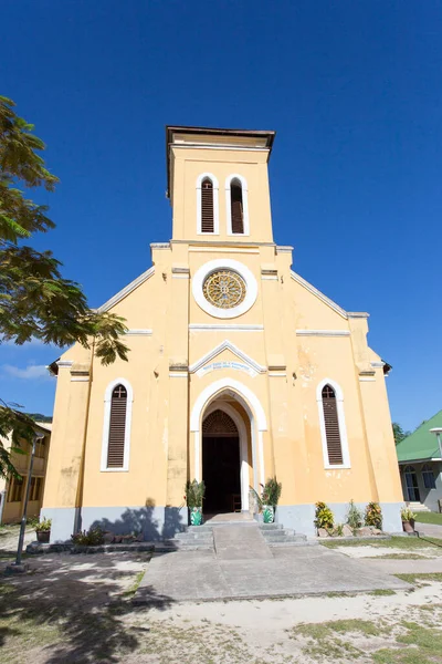 Digue Seychelles Abril 2019 Vista Iglesia Digue — Foto de Stock