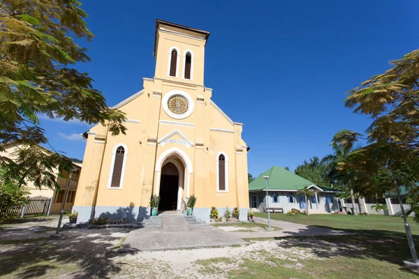 Digue Seychelles Abril 2019 Vista Igreja Digue — Fotografia de Stock