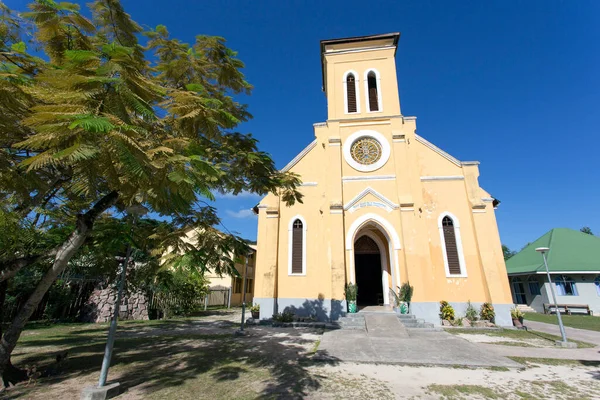 Digue Seychelles Abril 2019 Vista Iglesia Digue — Foto de Stock