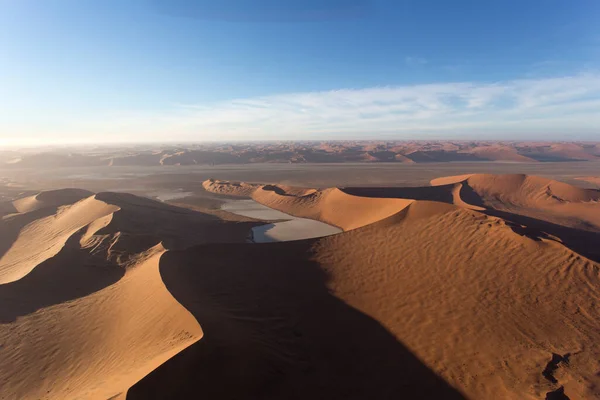 Uma Vista Helicóptero Deserto Sossusvlei Namíbia — Fotografia de Stock