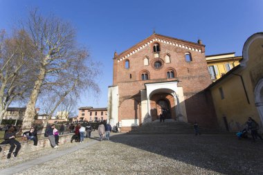 Morimondo, İtalya - 17 Şubat 2019: Morimondo manzarası