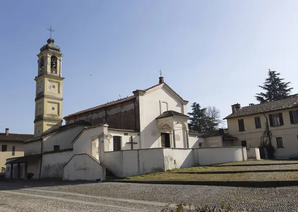 Morimondo Ιταλία Φεβρουαρίου 2019 Άποψη Της Εκκλησίας Στη Fallvecchia — Φωτογραφία Αρχείου