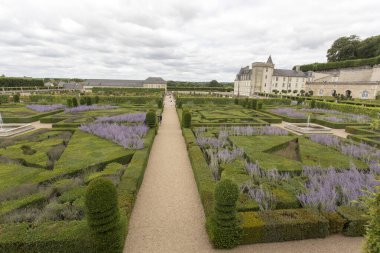 Villandry, Fransa - 11 Ağustos 2015: Chateau de Villandry Villandry içinde Indre-et-Loire, Fransa bölümünde yer alan bir kale Sarayı değil. O inanılmaz bahçelerinin için bilinen bir dünyadır 