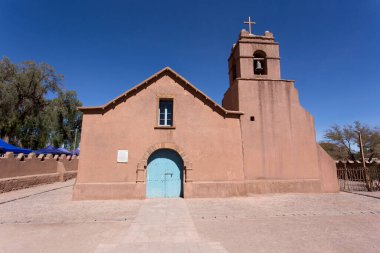 San Pedro de Atacama, Şili - 16 Ağustos 2019: San Pedro de Atacama Kilisesi