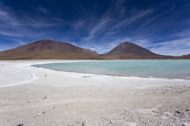 Uyuni, Bolivya 'daki yeşil gölün fotoğrafı